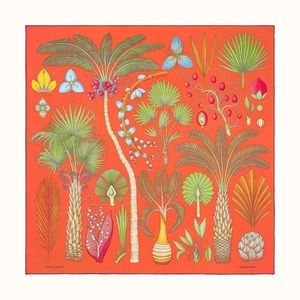 HERMÈS Index Palmarum Scarf 90 | Saudi Arabia in Orange